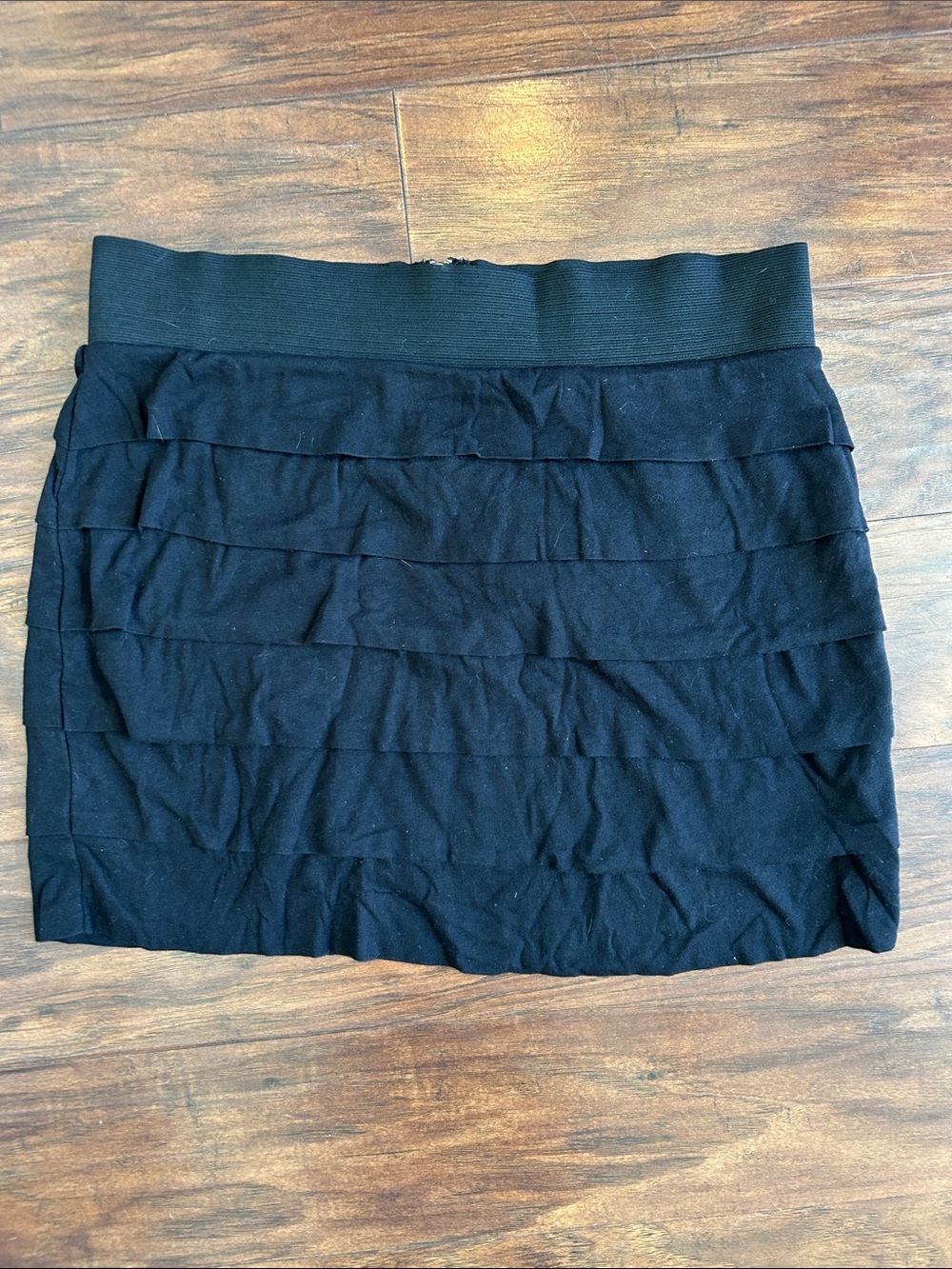 Express Black Layered Mini Skirt with Wide Waistband